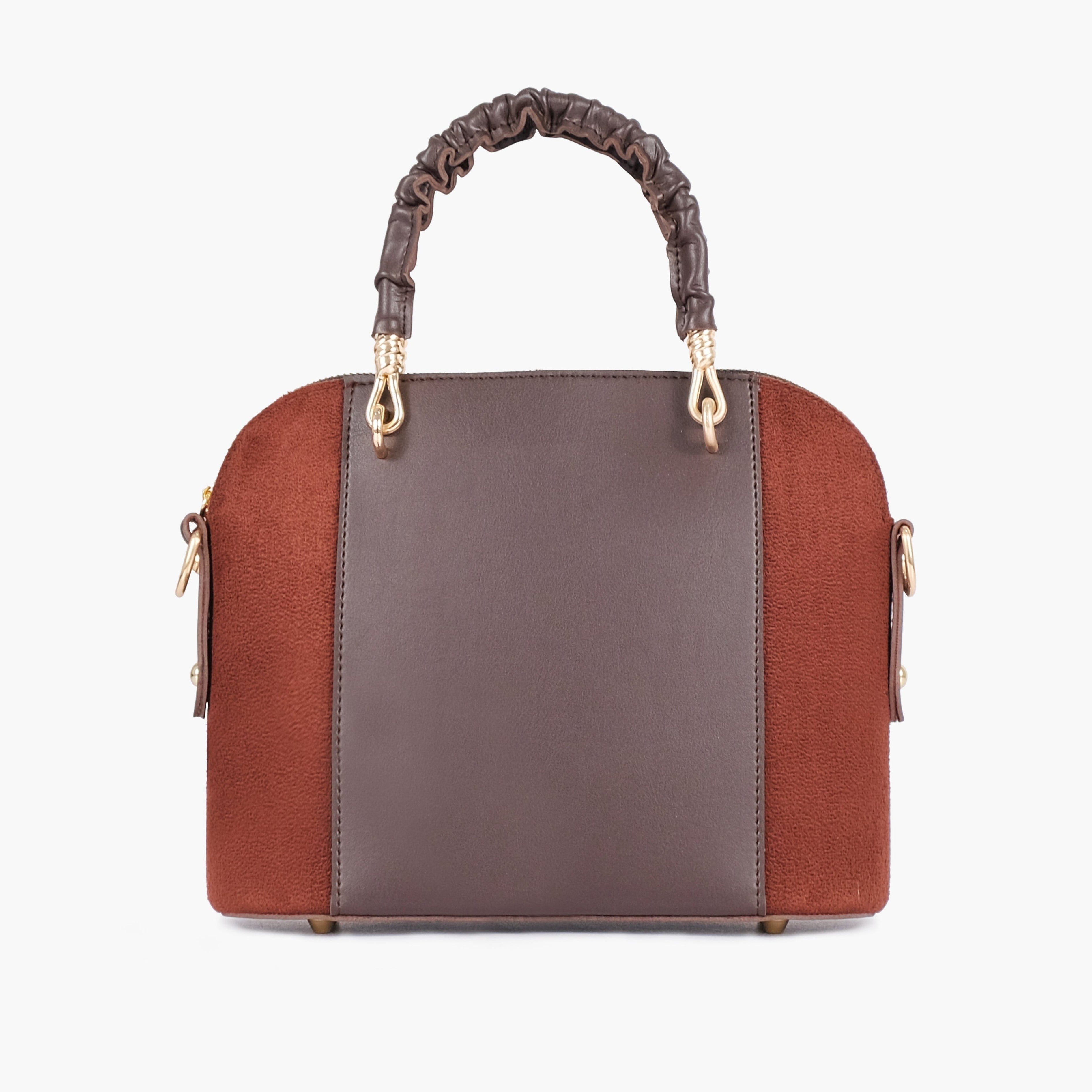 Dark brown suede small evening bag