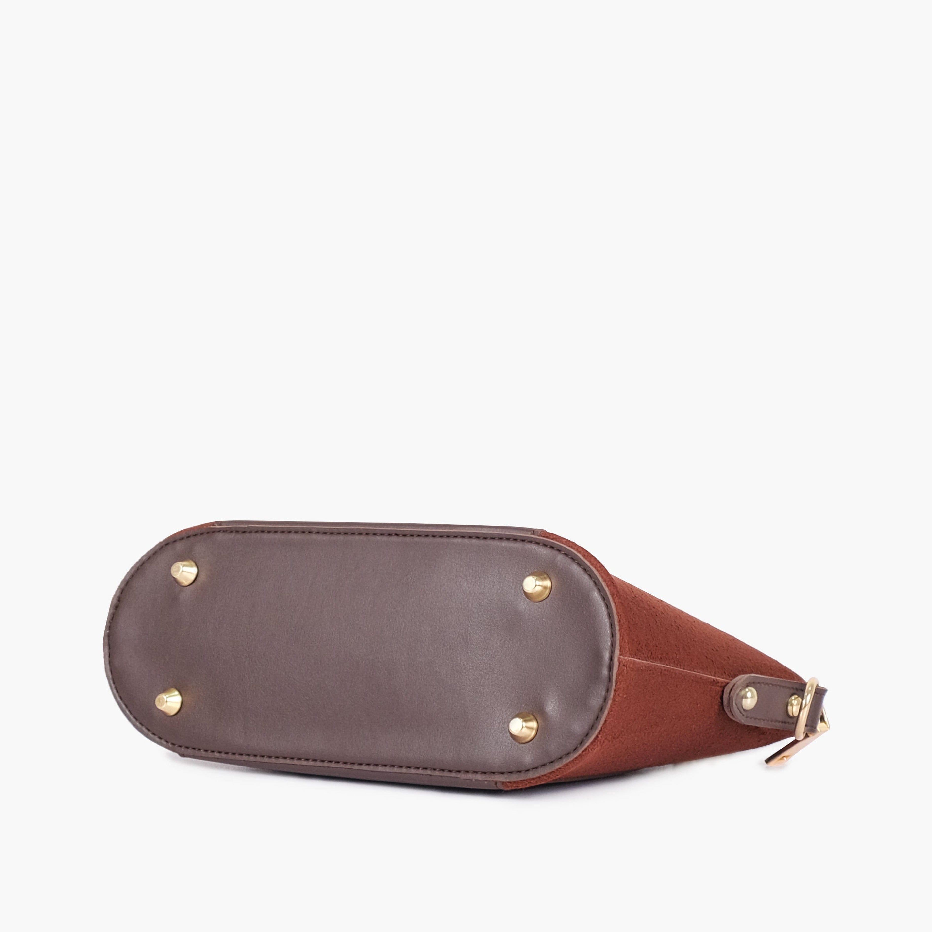 Dark brown suede small evening bag