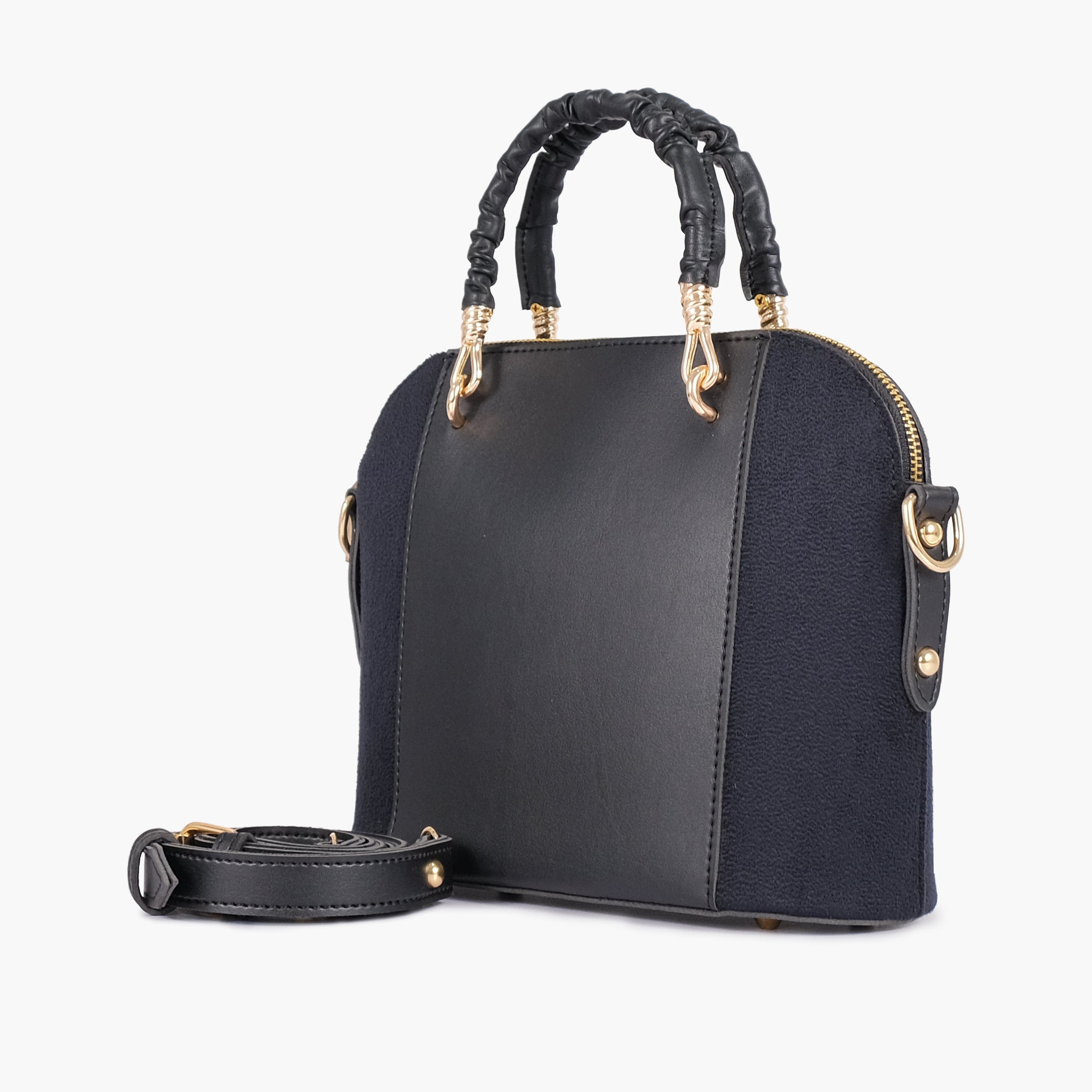 Black suede small evening bag