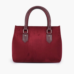 Burgundy suede small satchel bag