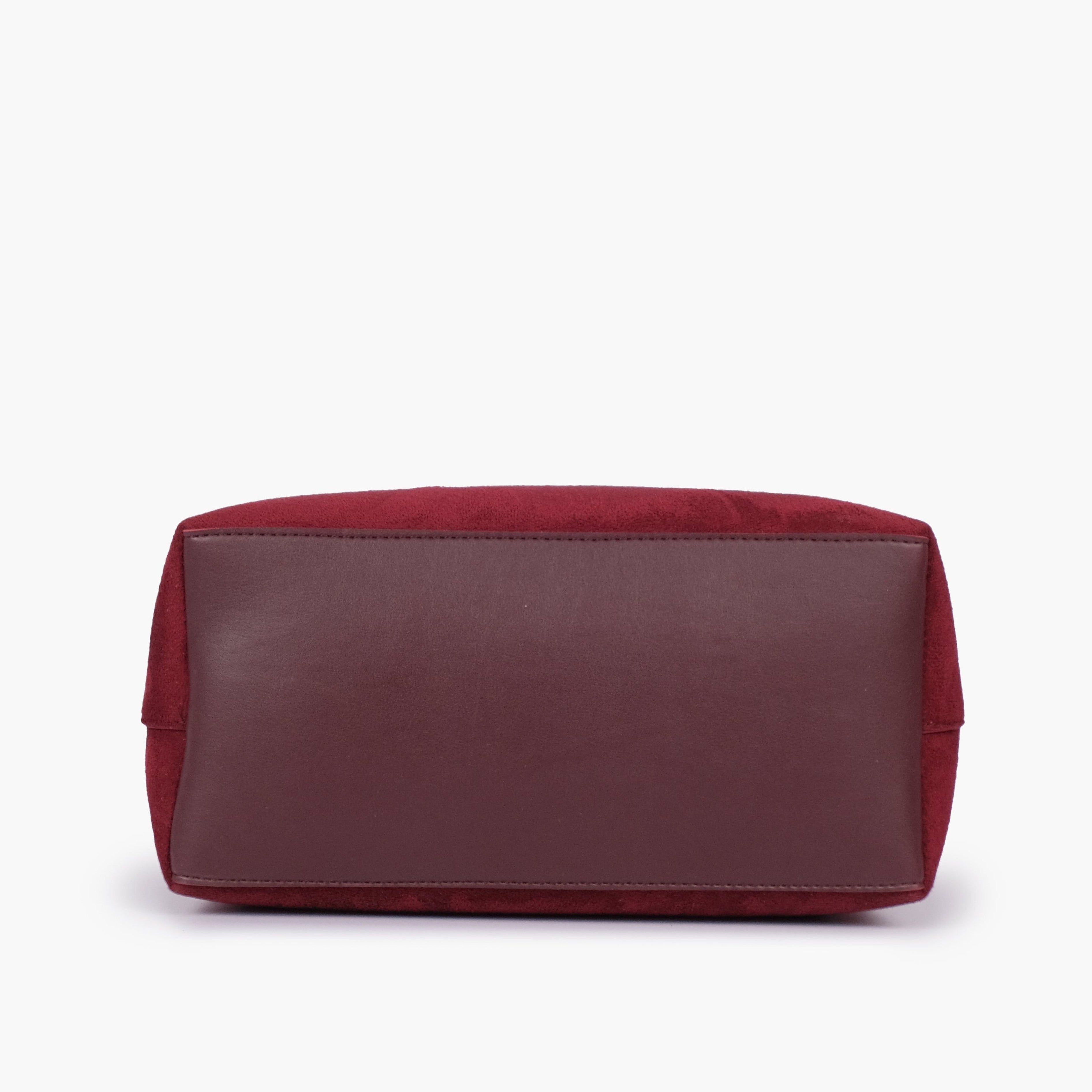 Burgundy suede small satchel bag