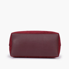 Burgundy suede small satchel bag