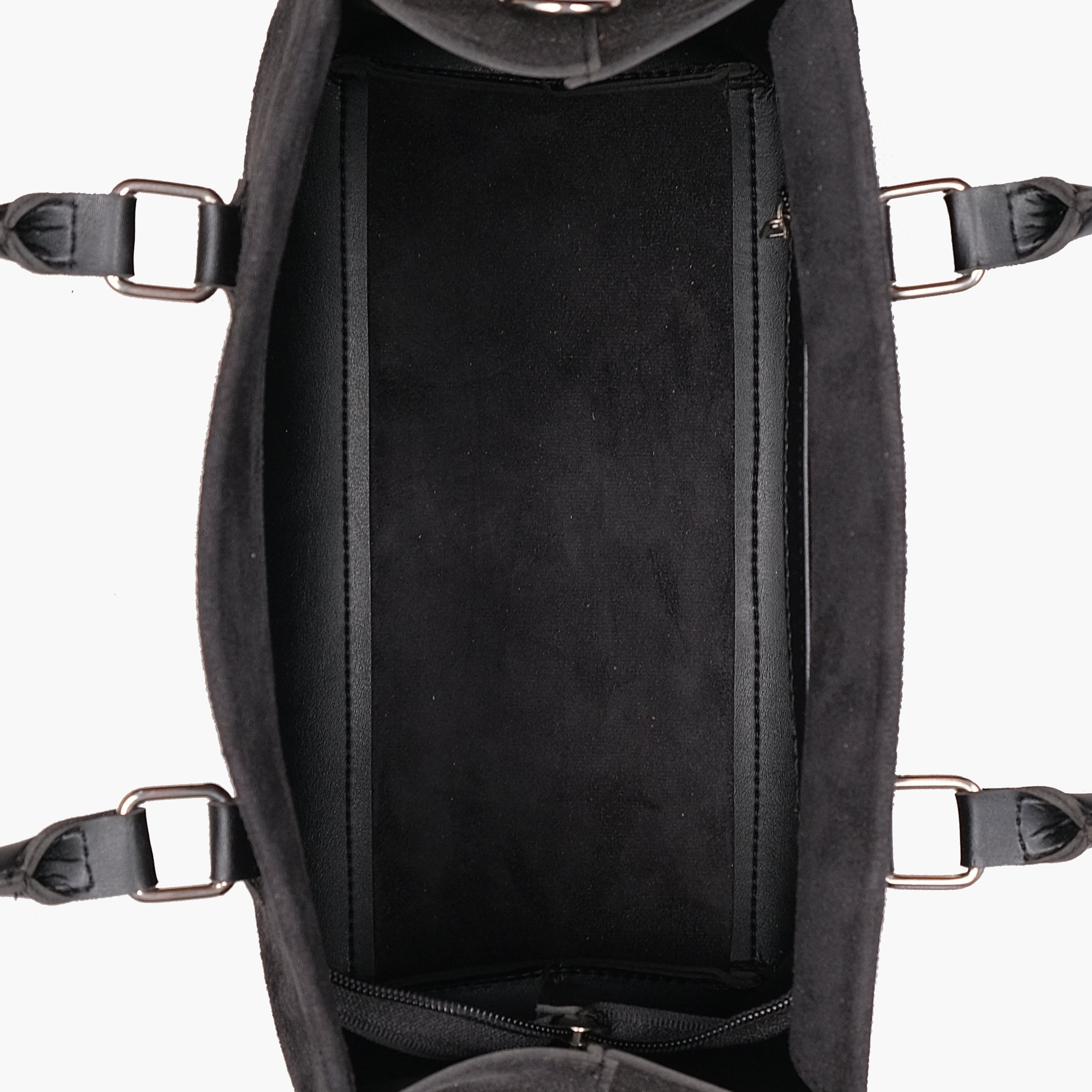 Black suede small satchel bag