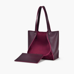 Burgundy suede shopping tote bag