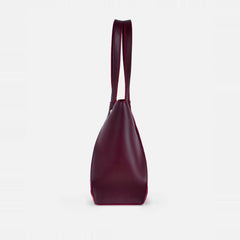 Burgundy suede shopping tote bag