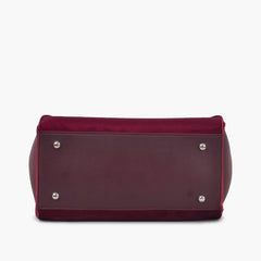 Burgundy suede shopping tote bag