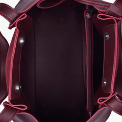 Burgundy suede shopping tote bag