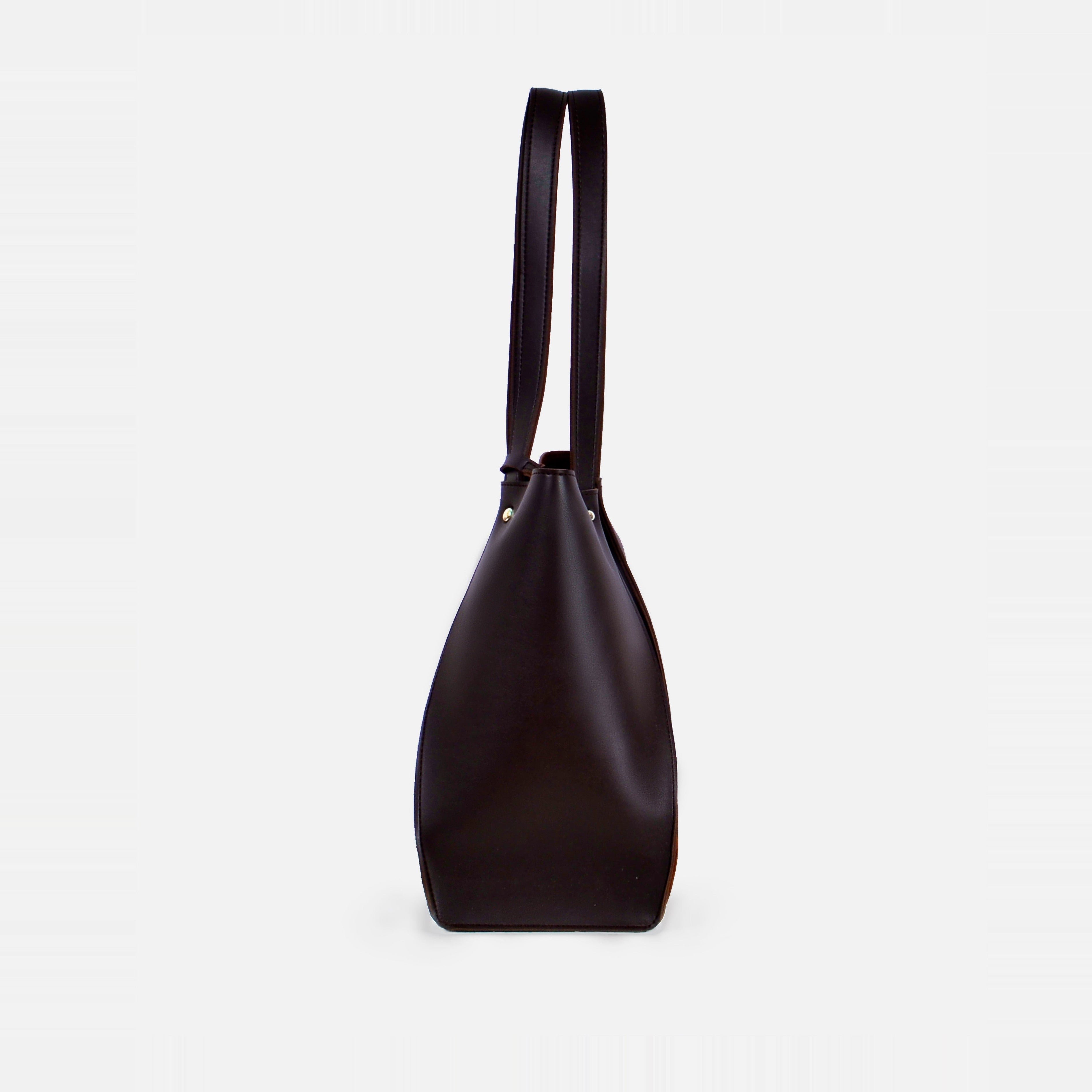 Dark brown suede shopping tote bag