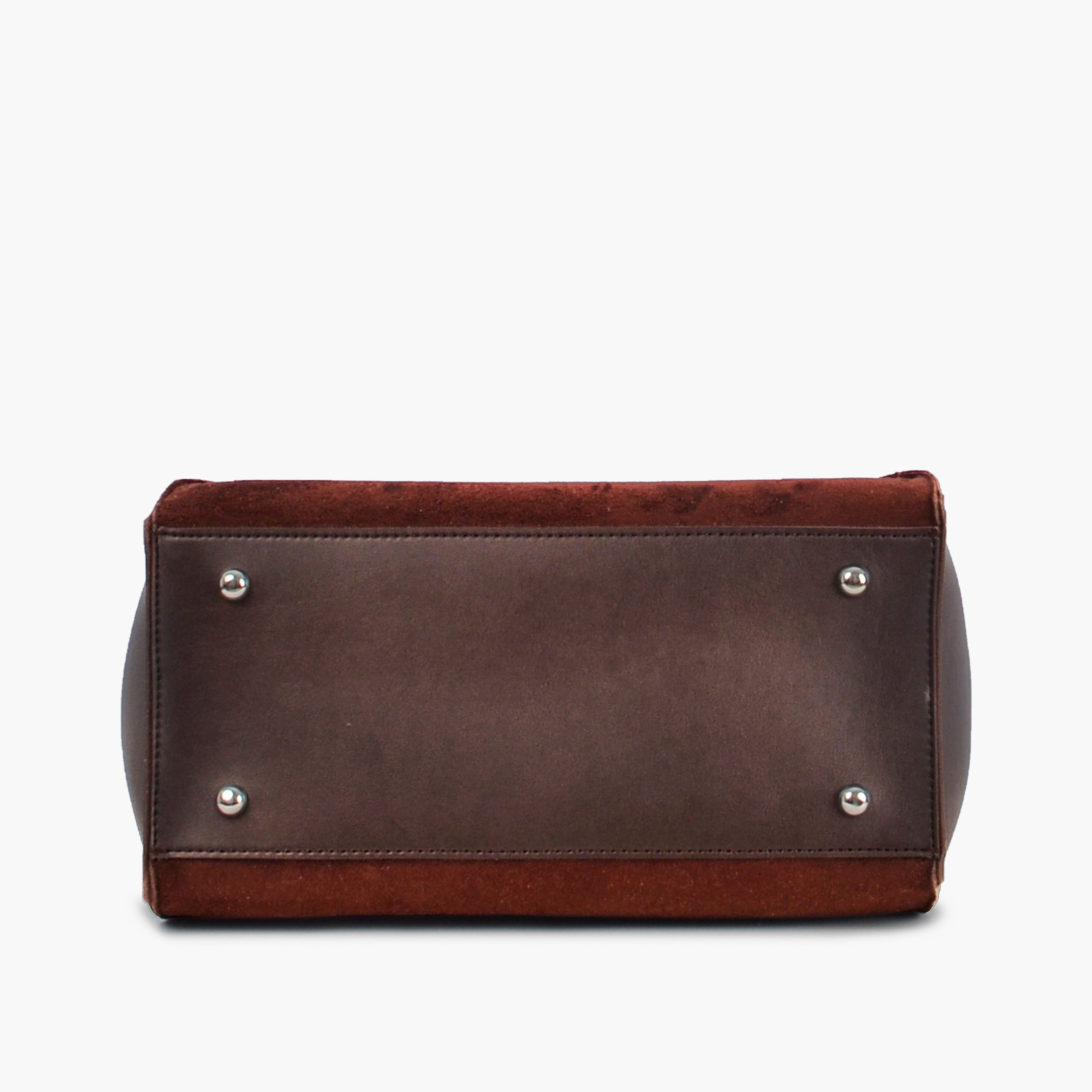 Dark brown suede shopping tote bag
