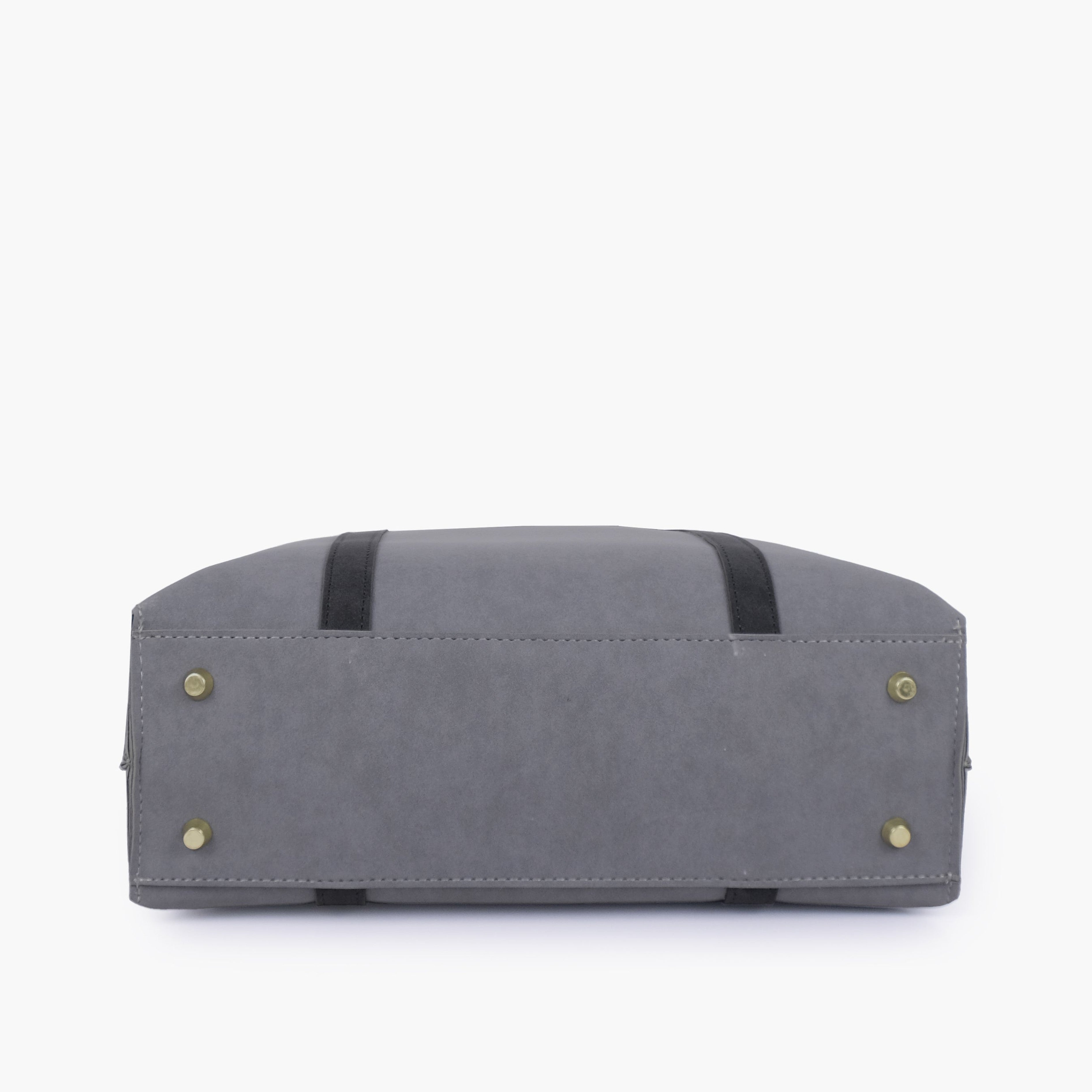 Grey and black mocha suede double-handle tote