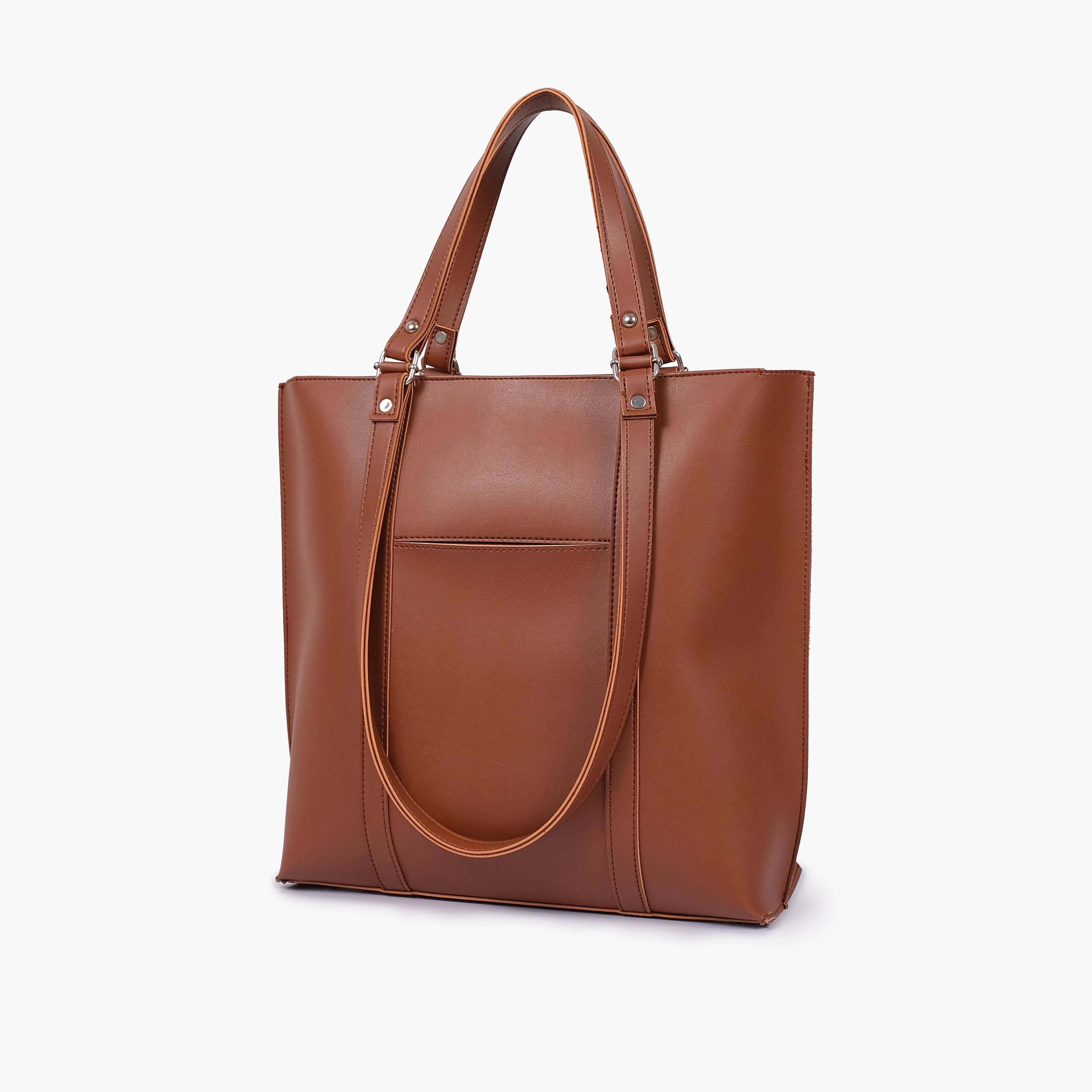 Brown double-handle tote bag
