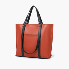 Rust and black double-handle tote bag