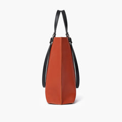 Rust and black double-handle tote bag