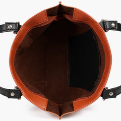 Rust and black double-handle tote bag