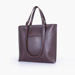 Dark brown double-handle tote bag