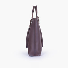 Dark brown double-handle tote bag