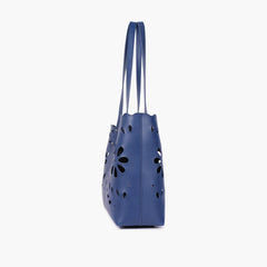 Blue two-piece floral tote