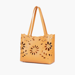 Mustard two-piece floral tote