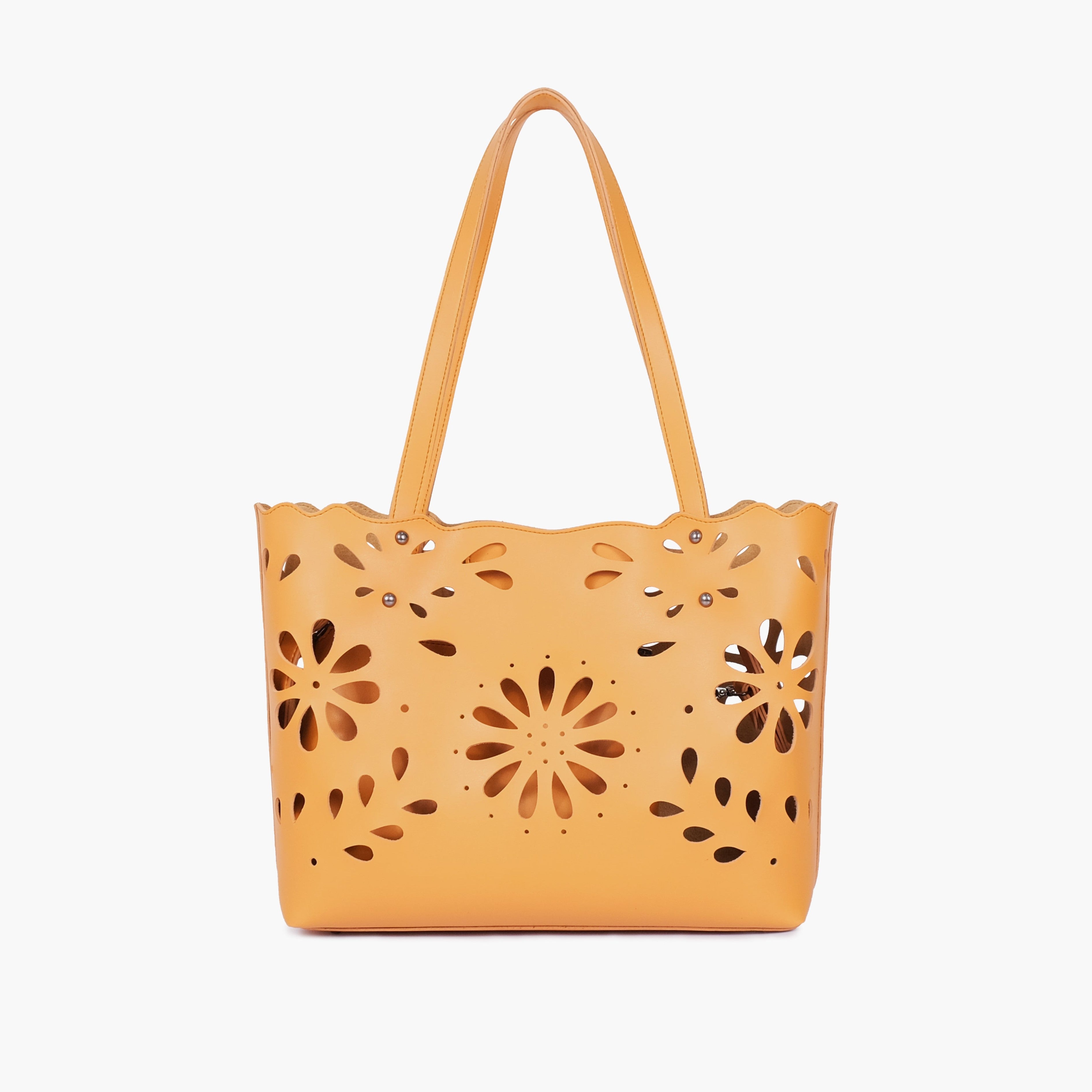 Mustard two-piece floral tote