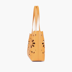 Mustard two-piece floral tote