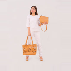 Mustard two-piece floral tote