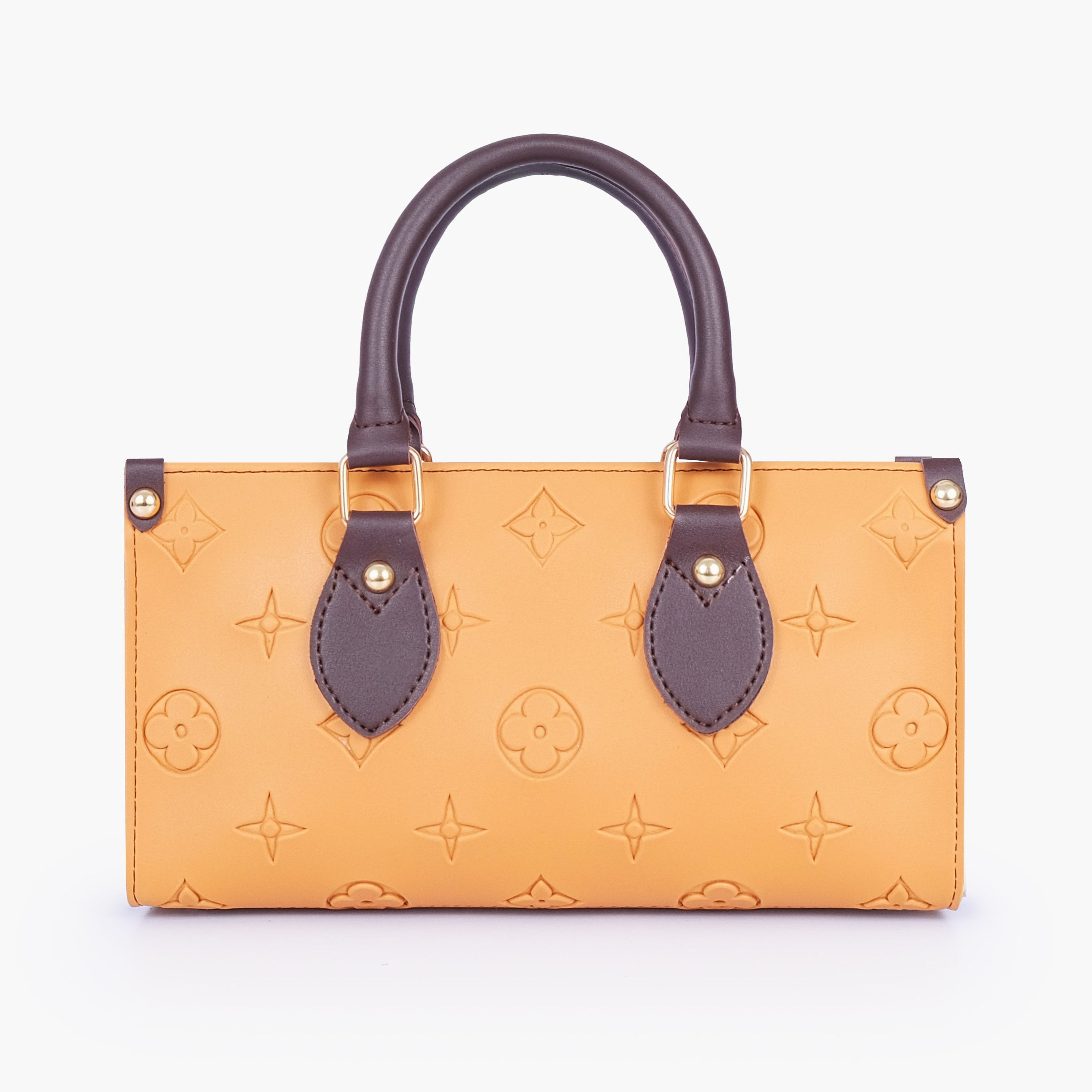 Mustard and dark brown on-the-go mini bag