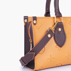 Mustard and dark brown on-the-go mini bag