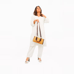 Mustard and dark brown on-the-go mini bag