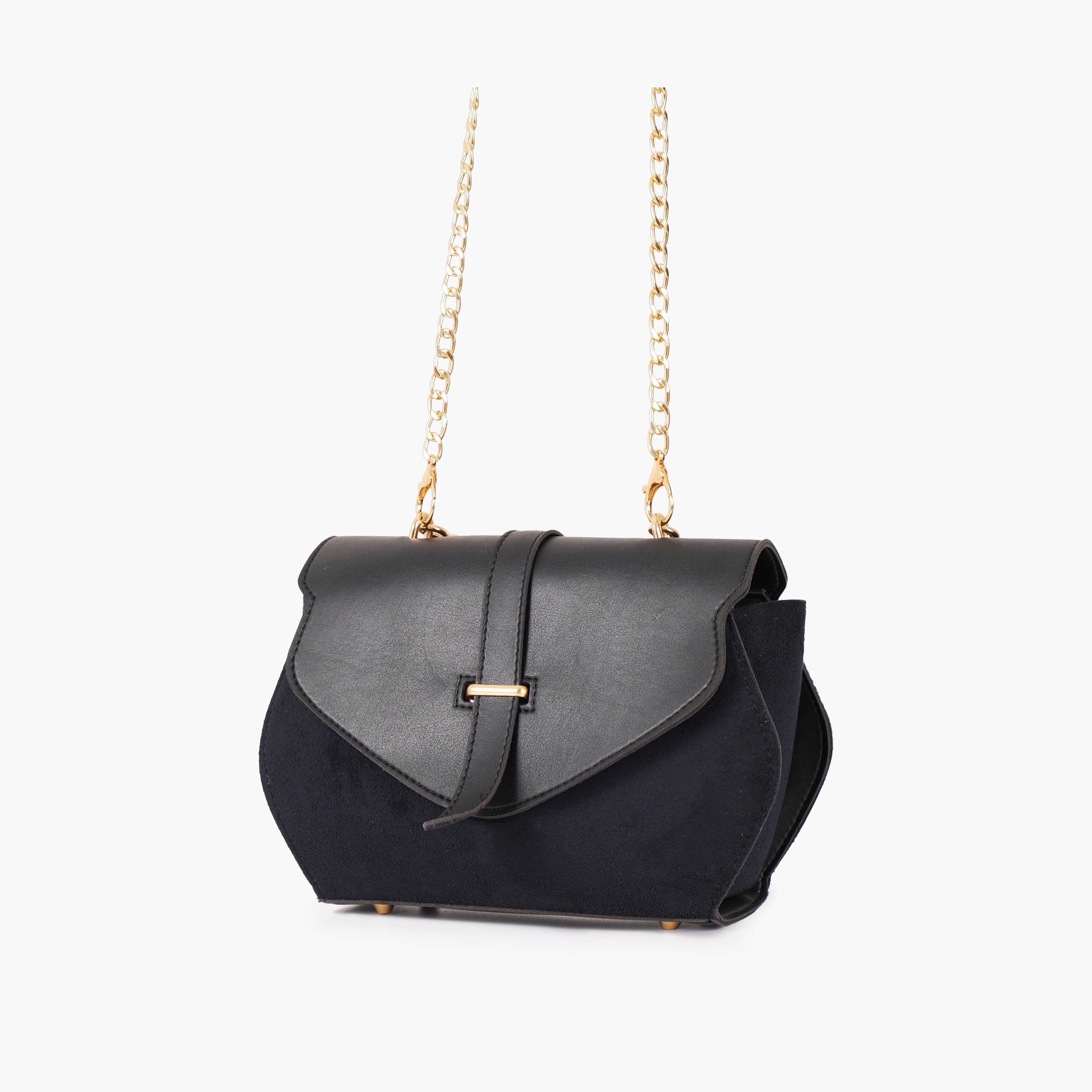 Black top-handle hexagon bag