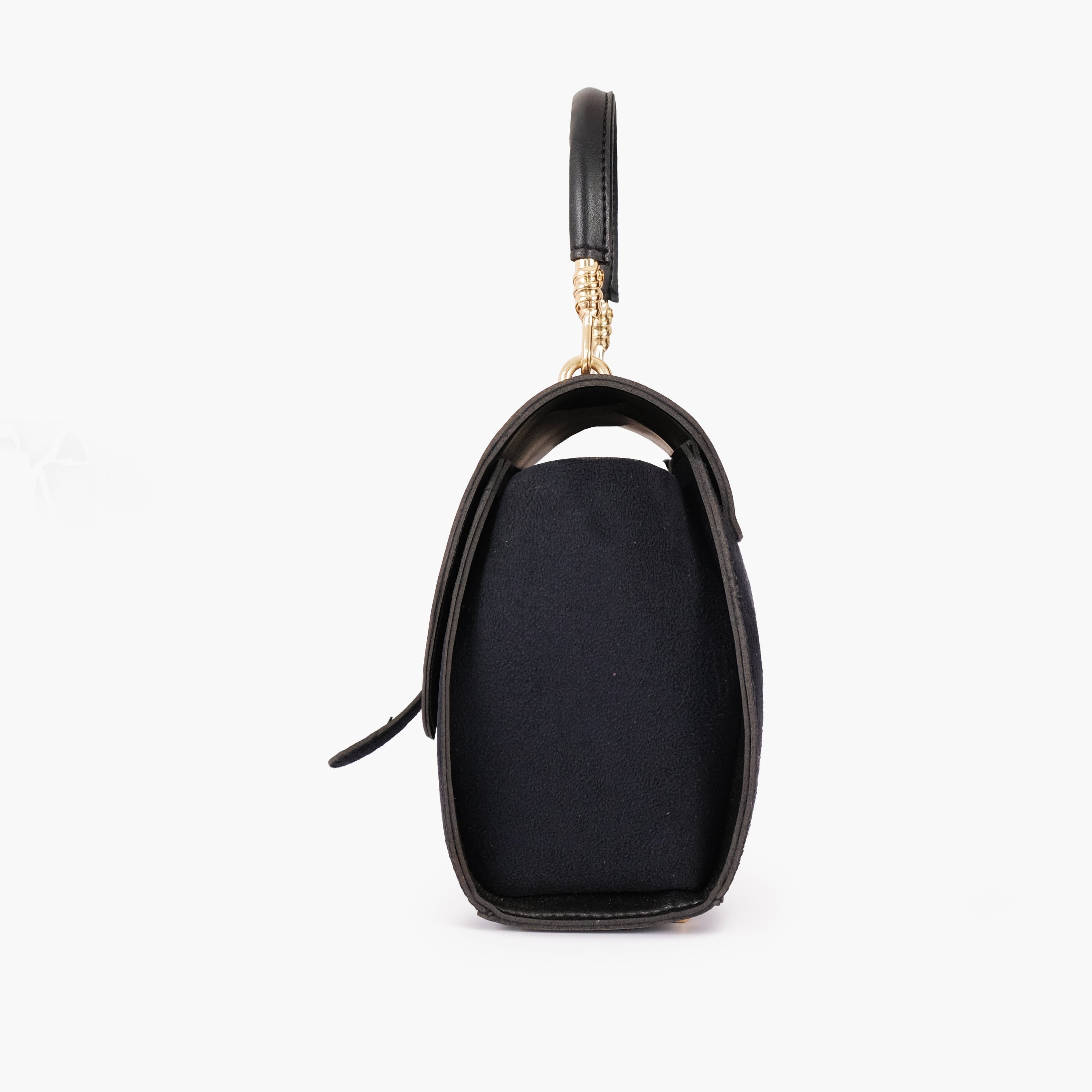 Black top-handle hexagon bag