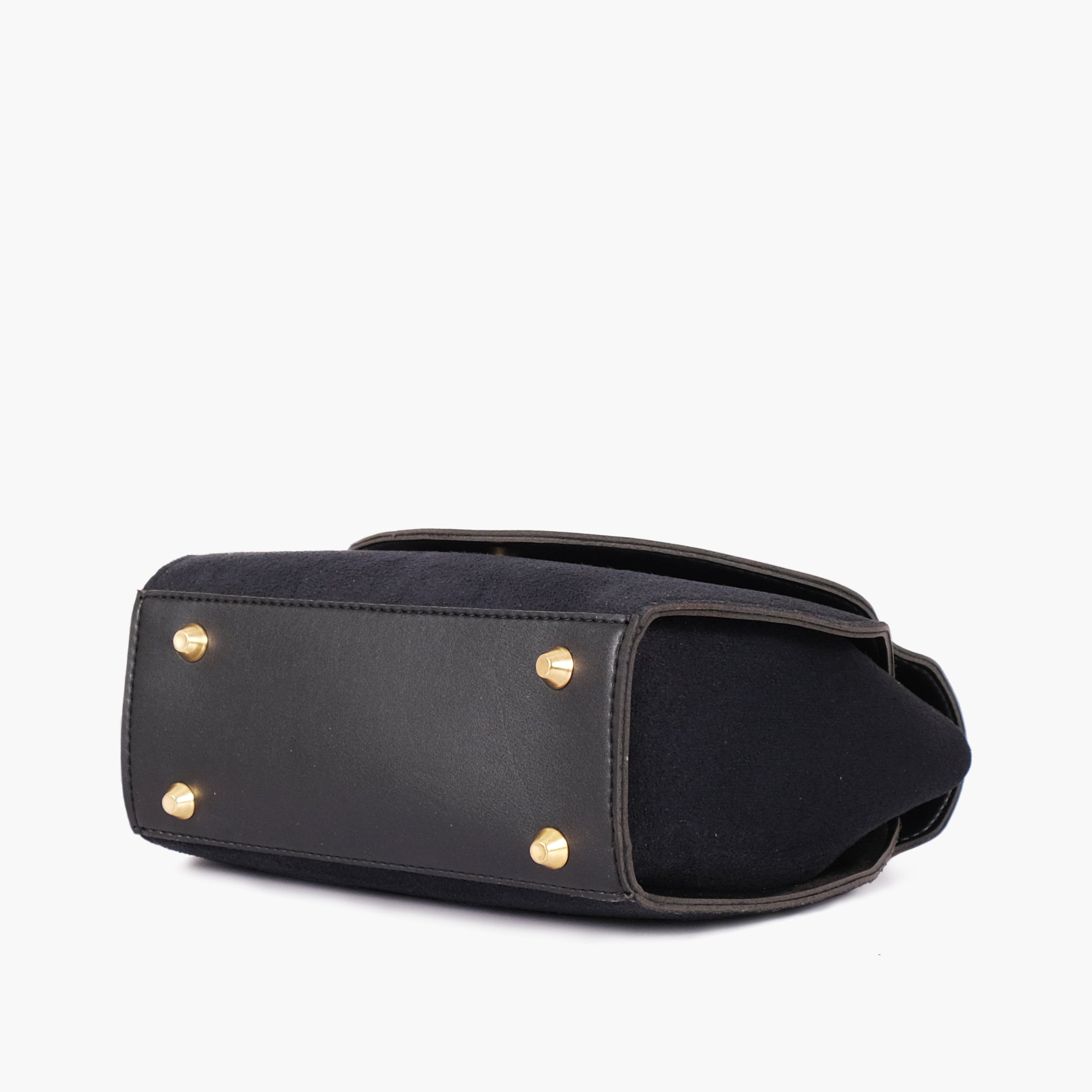 Black top-handle hexagon bag
