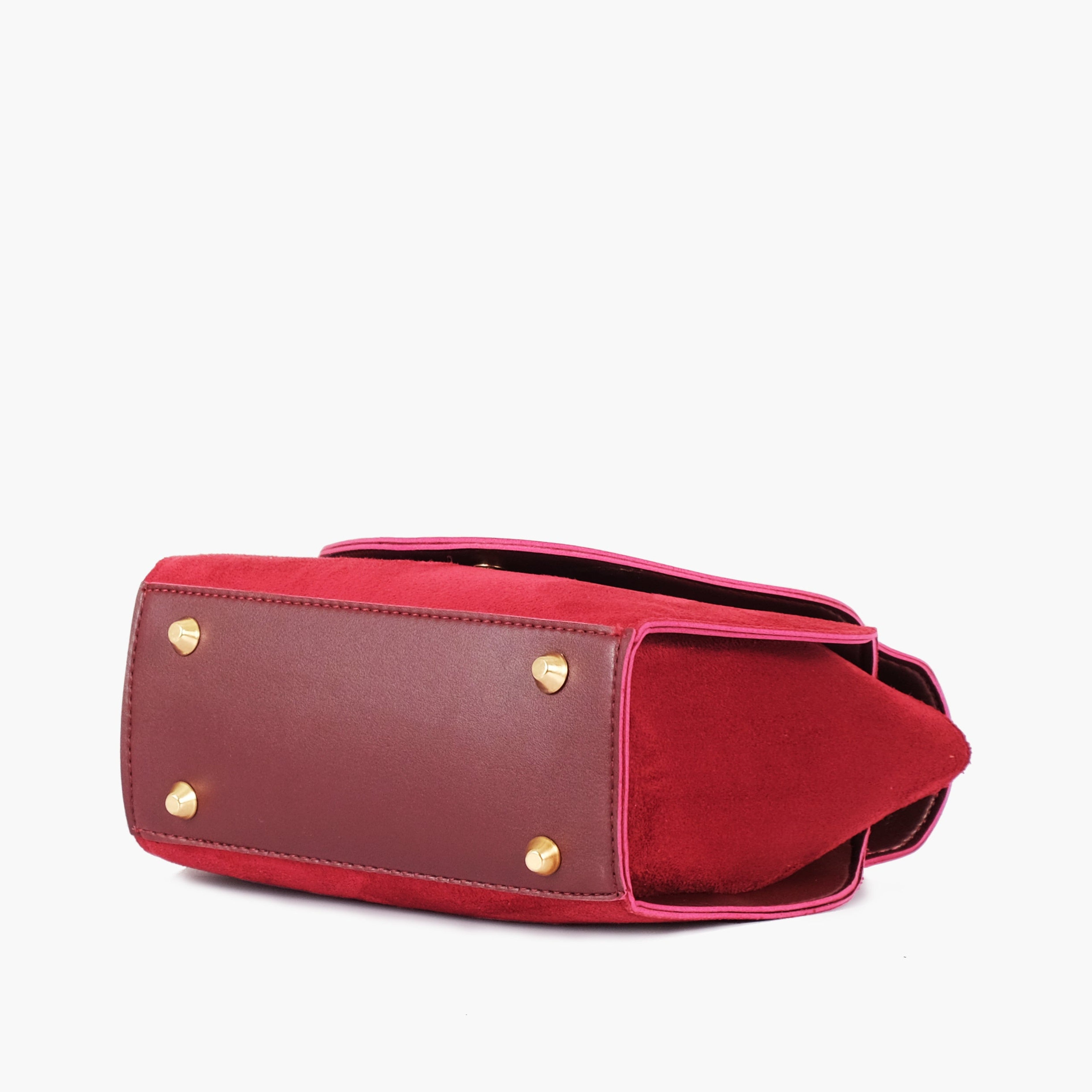 Burgundy top-handle hexagon bag