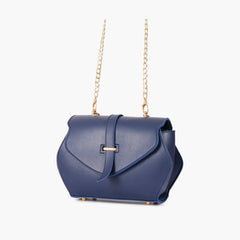 Blue top-handle hexagon bag