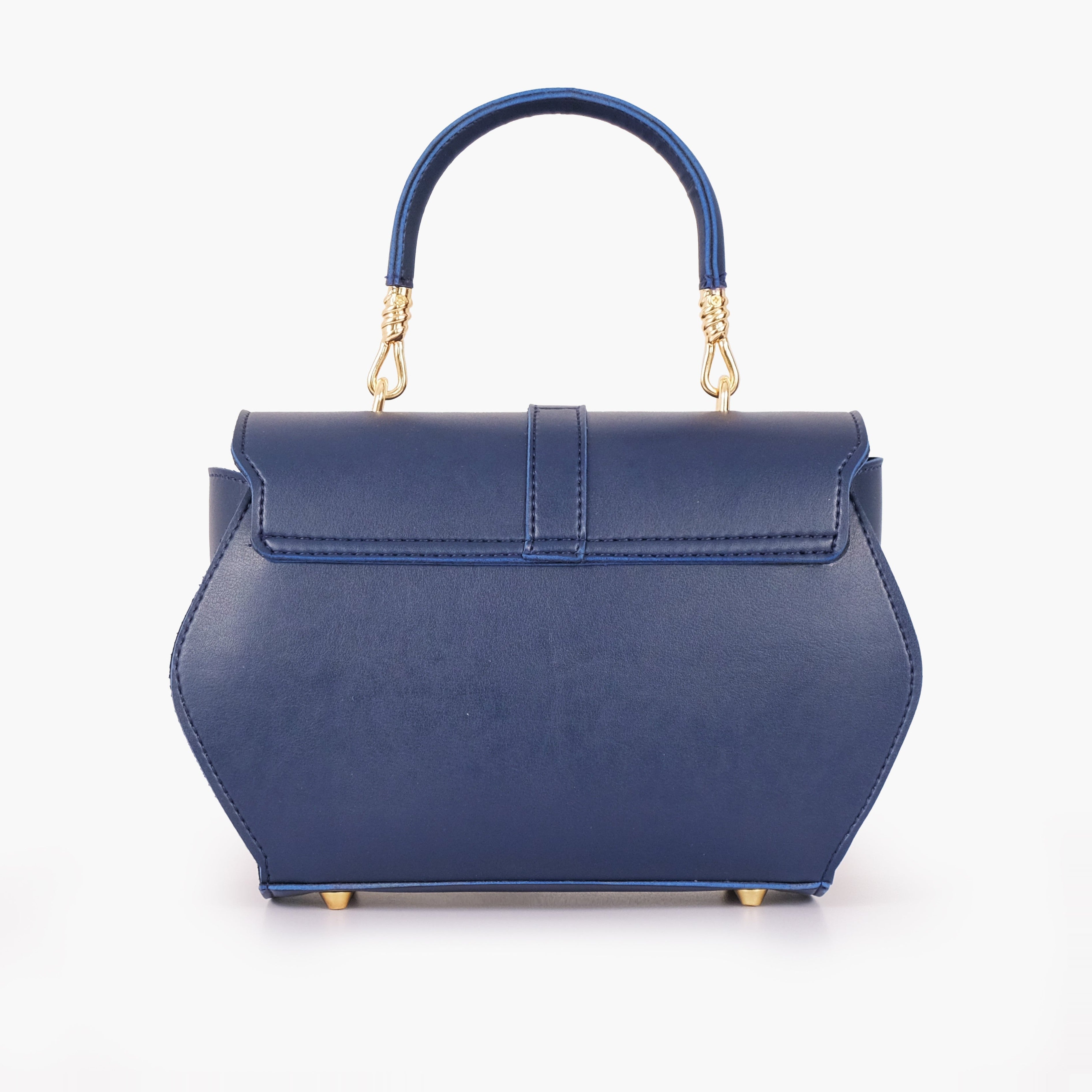 Blue top-handle hexagon bag