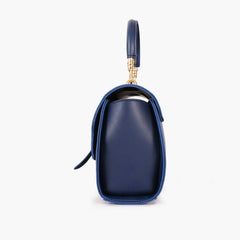 Blue top-handle hexagon bag
