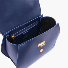 Blue top-handle hexagon bag