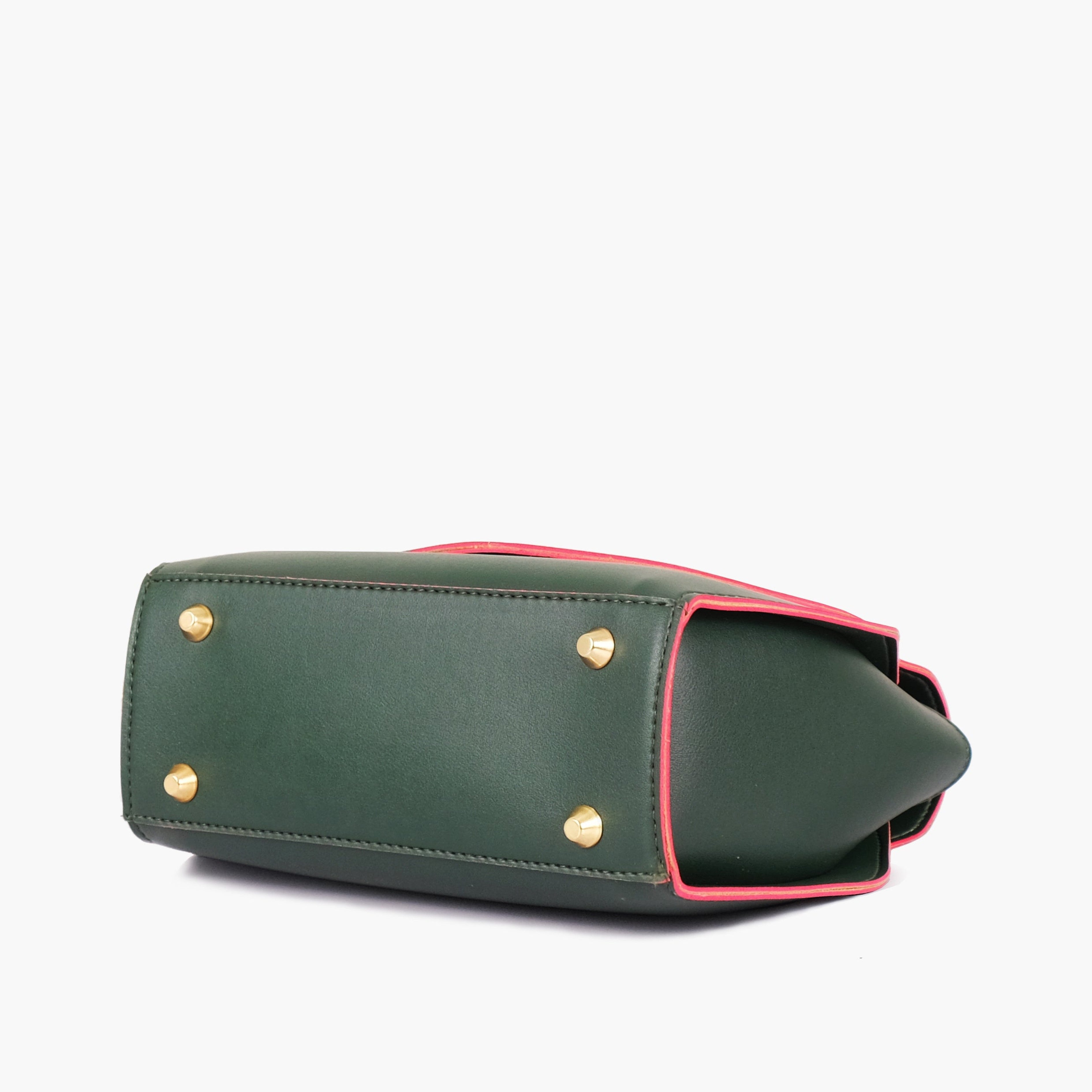 Army green top-handle hexagon bag