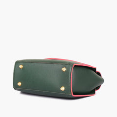 Army green top-handle hexagon bag