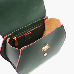 Army green top-handle hexagon bag