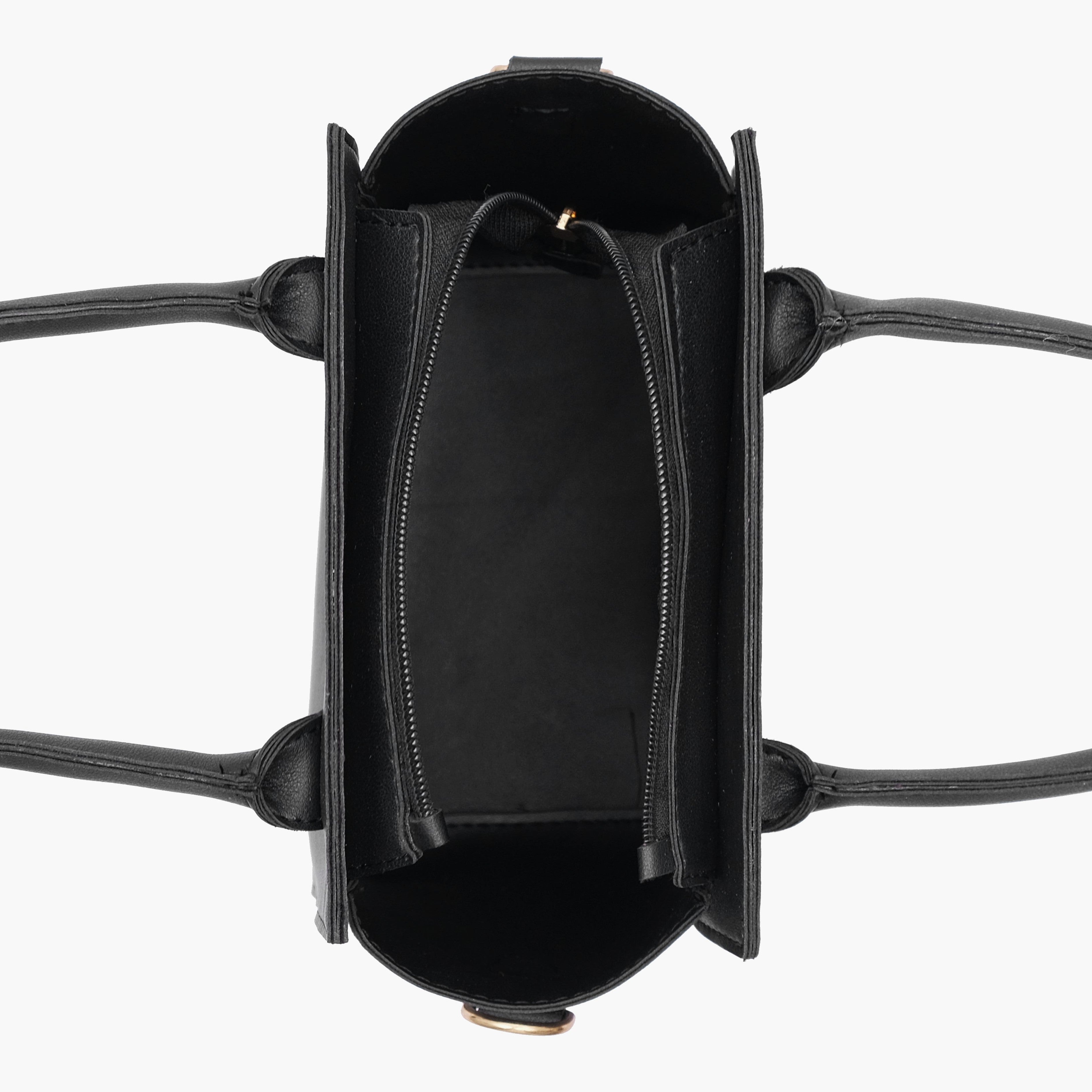 Black top-handle mini handbag