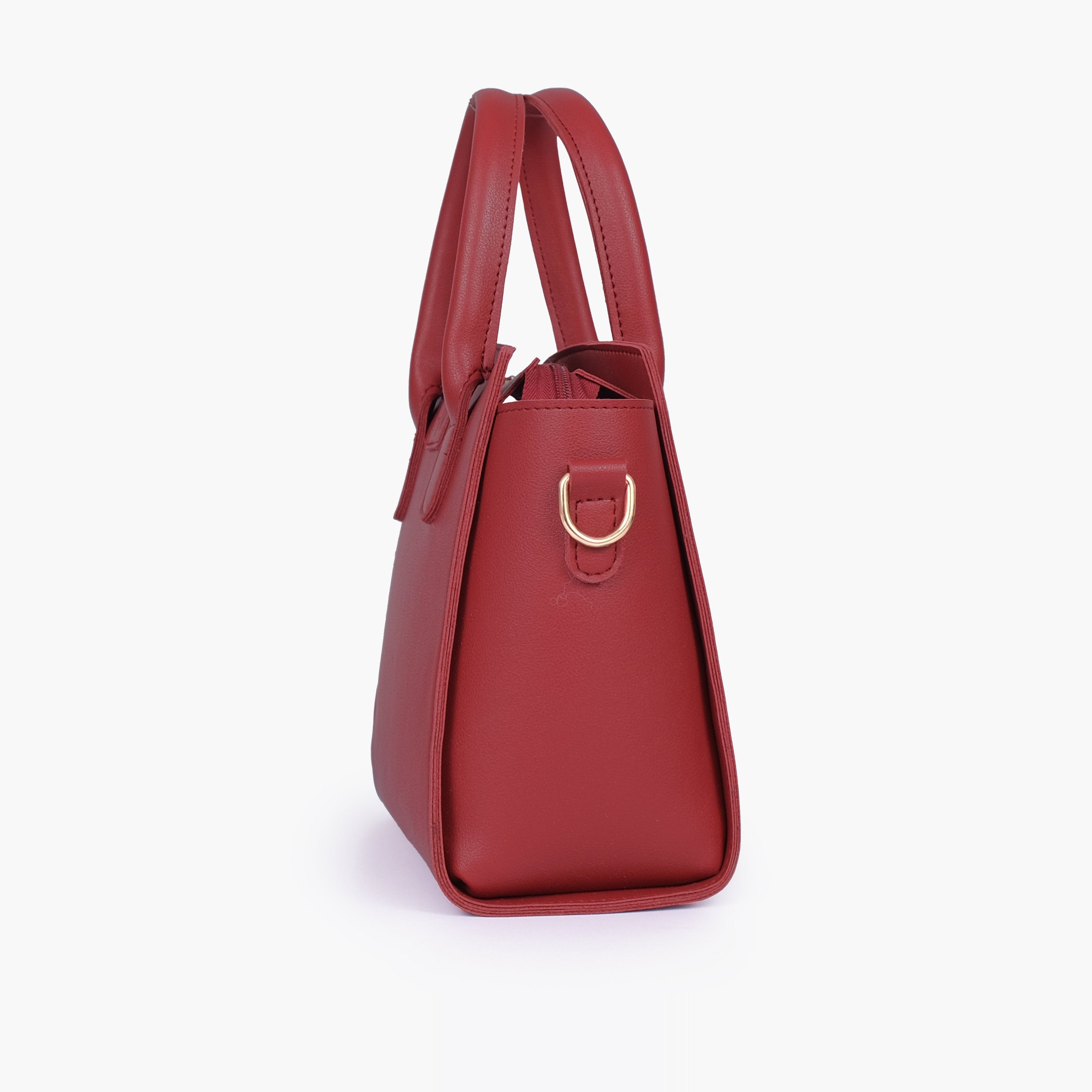 Maroon top-handle mini handbag