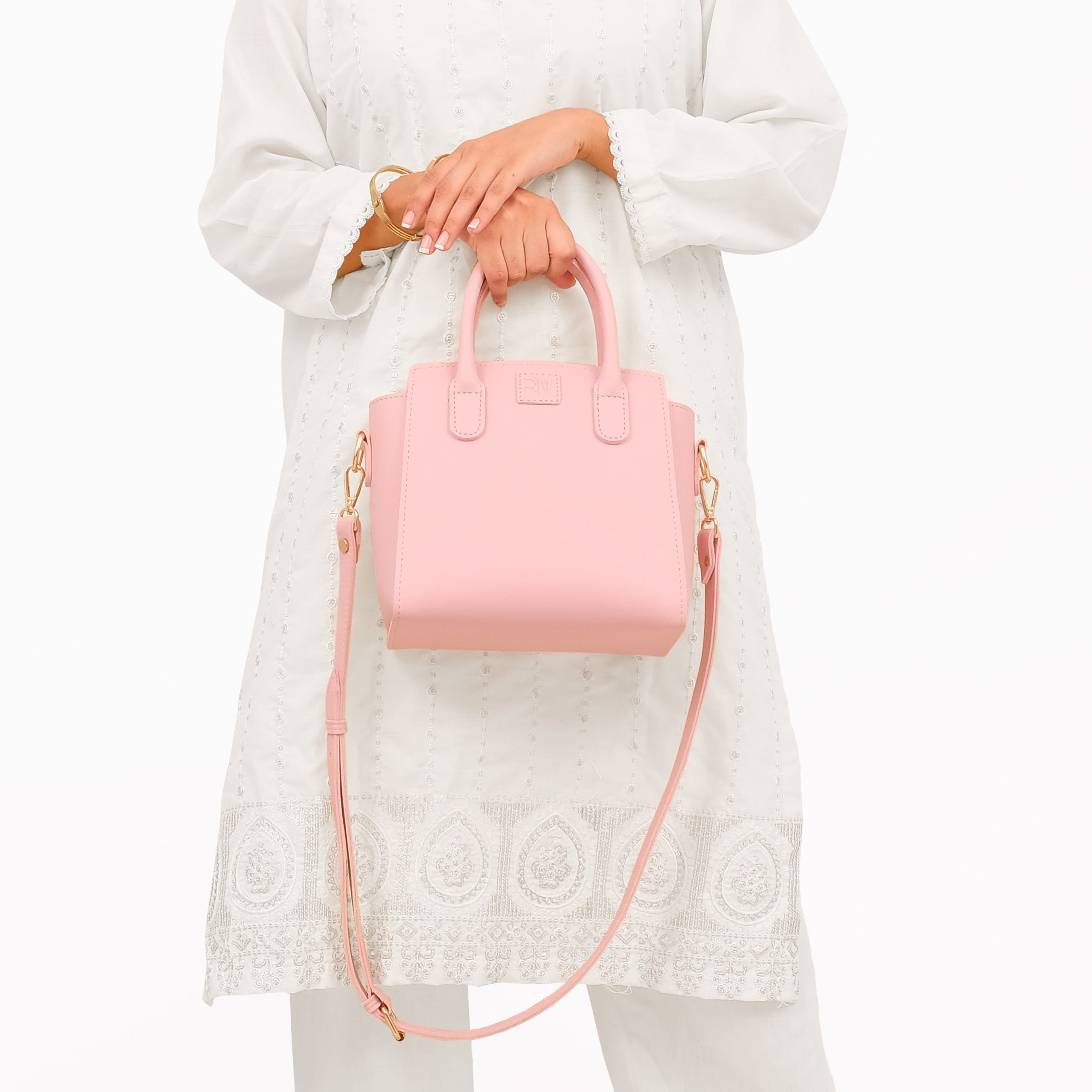 Pink top-handle mini handbag