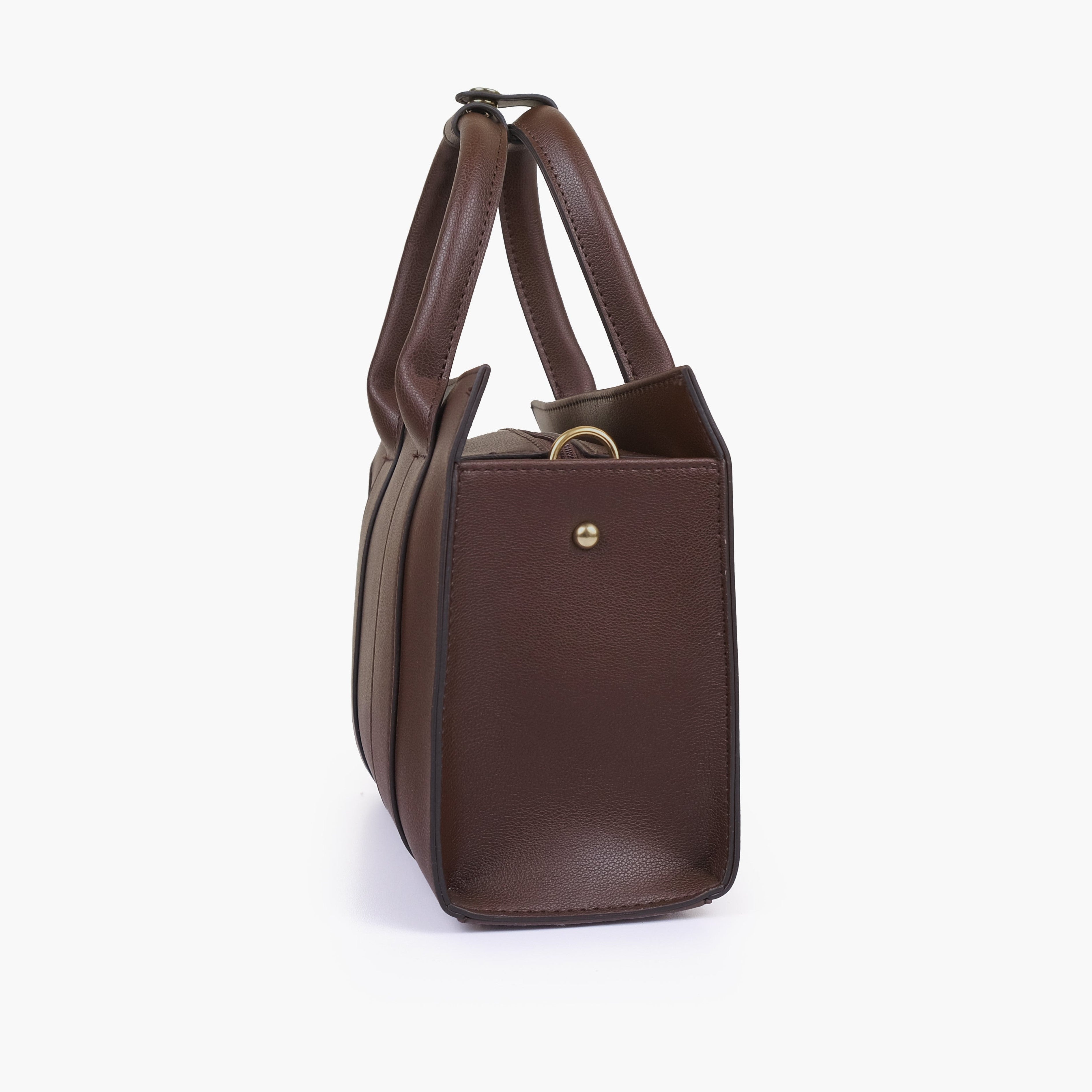The dark brown mini tote bag
