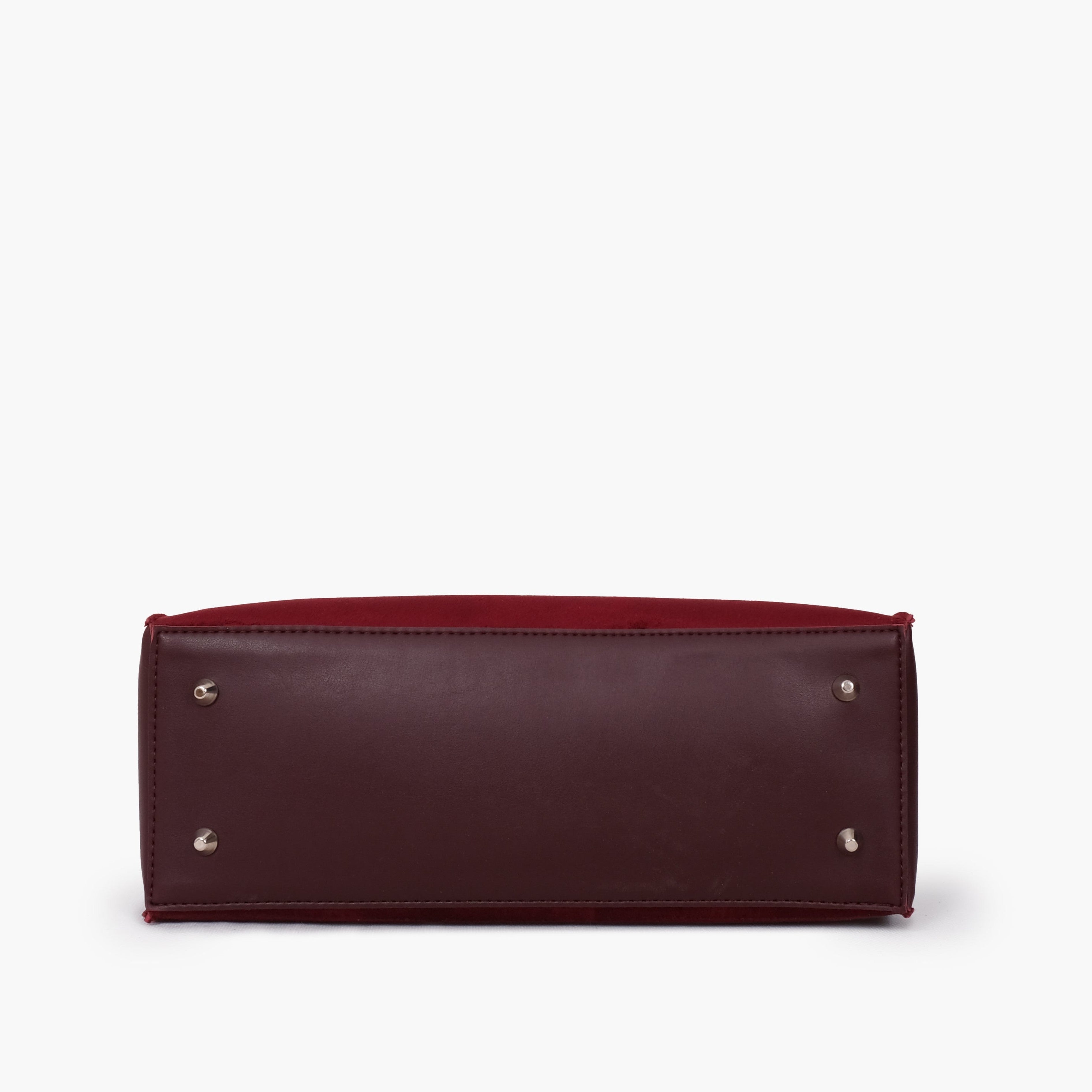 Burgundy suede satchel tote bag