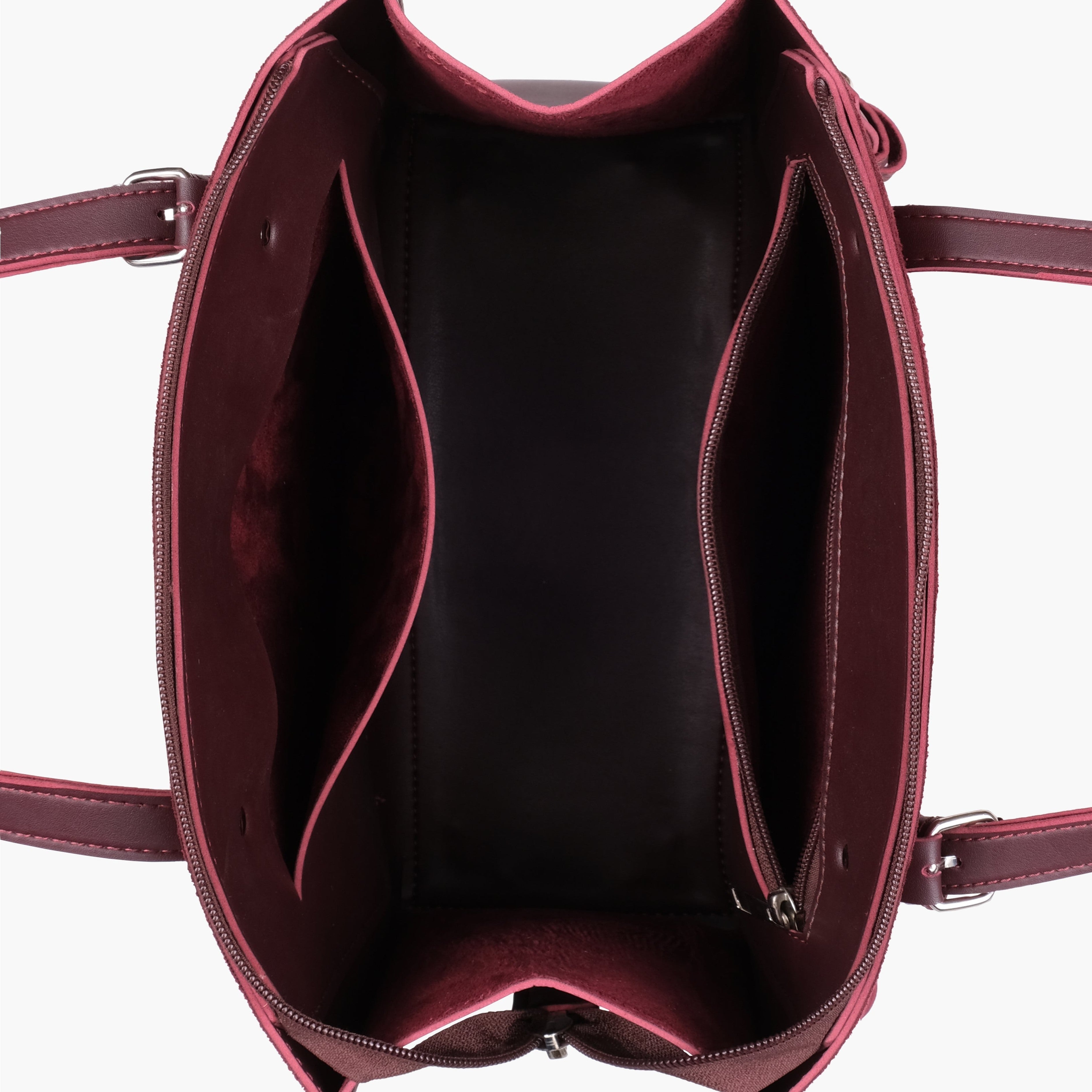 Burgundy suede satchel tote bag