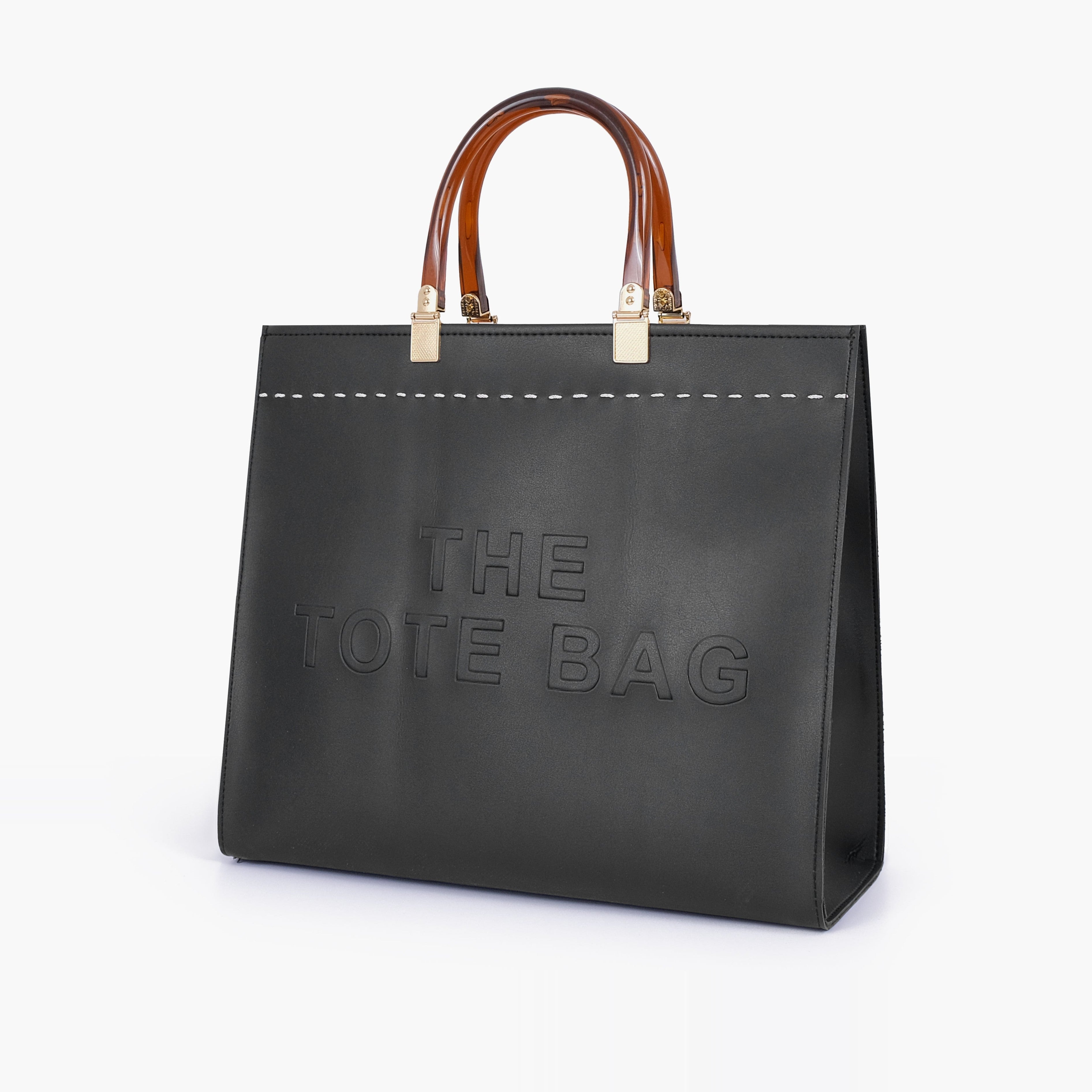 Black signature tote bag