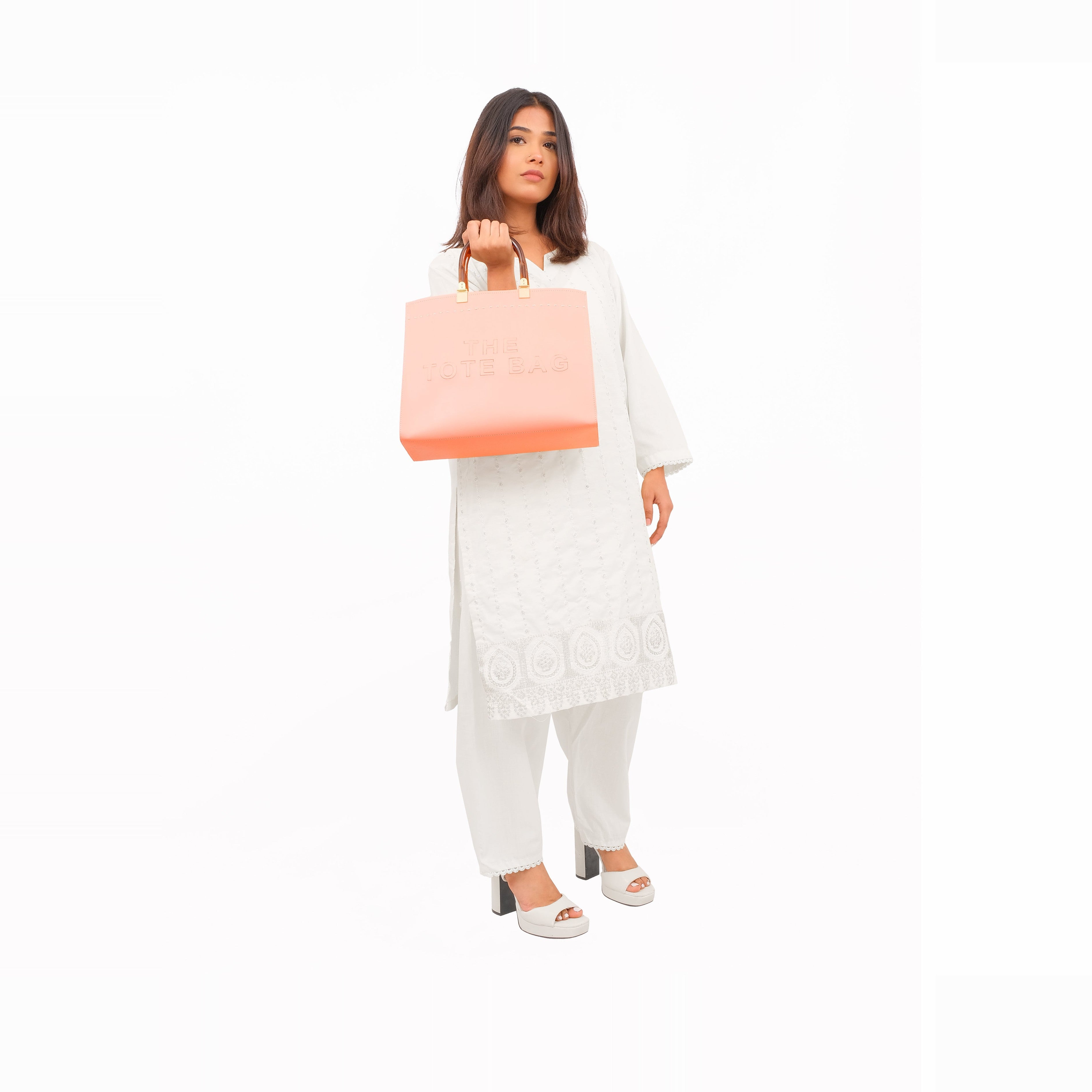 Peach signature tote bag
