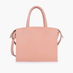 Peach trapeze top-handle bag