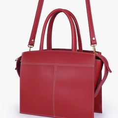 Maroon trapeze top-handle bag