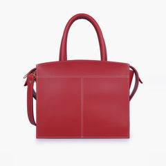 Maroon trapeze top-handle bag